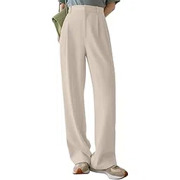 aahwan Solid High Waist Straight Korean Loose Pleated Semi Elastic Trouser & Pant for Women's & Girl's-picture-31