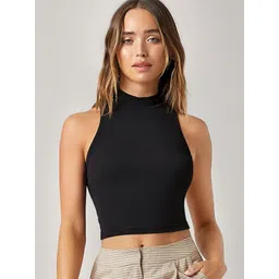 AAHWAN Women Black Solid High Neck Top-picture-12