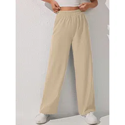 AAHWAN Women Loose Fit High-Rise Plain Parallel Trousers-picture-33