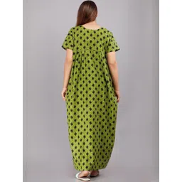 AAKARSHANA Green Pure Cotton Maxi Printed Nightdress-picture-16