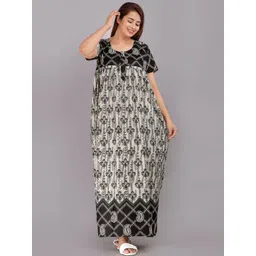 AAKARSHANA CREATION Black Pure Cotton Maxi Printed Nightdress-picture-23