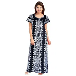 AAKARSHANA CREATION Black Pure Cotton Maxi Printed Nightdress-picture-14