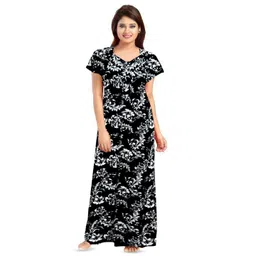 AAKARSHANA CREATION Black Pure Cotton Maxi Printed Nightdress-picture-27