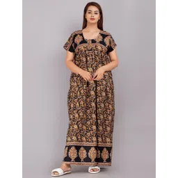 AAKARSHANA CREATION Black Pure Cotton Maxi Printed Nightdress-picture-10