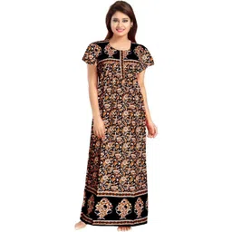 AAKARSHANA CREATION Black Pure Cotton Maxi Printed Nightdress-picture-21