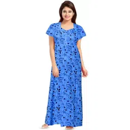 AAKARSHANA CREATION Blue Pure Cotton Maxi Printed Nightdress-picture-23
