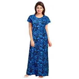 AAKARSHANA CREATION Blue Pure Cotton Maxi Printed Nightdress-picture-32