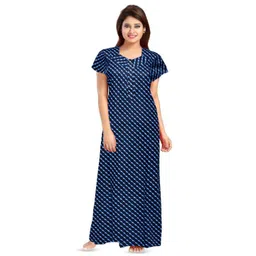 AAKARSHANA CREATION Blue Pure Cotton Maxi Printed Nightdress-picture-12