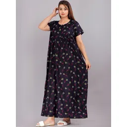 AAKARSHANA CREATION Blue Pure Cotton Maxi Printed Nightdress-picture-19