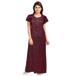 AAKARSHANA CREATION Brown Pure Cotton Maxi Printed Nightdress-picture-39