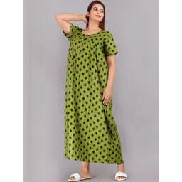 AAKARSHANA CREATION Green Pure Cotton Maxi Printed Nightdress-picture-18