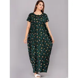 AAKARSHANA CREATION Green Pure Cotton Maxi Printed Nightdress-picture-35