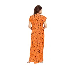 AAKARSHANA CREATION Orange Pure Cotton Maxi Printed Nightdress-picture-30