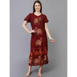 aakarshana creation Pure Cotton Nighty Nightrdess Maxi Gown-picture-16