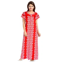 AAKARSHANA CREATION Red Pure Cotton Maxi Printed Nightdress-picture-16