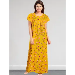 AAKARSHANA CREATION Women Yellow Maxi Nightdress-picture-22