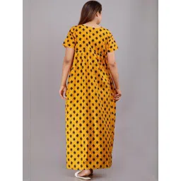 AAKARSHANA CREATION Yellow Pure Cotton Maxi Printed Nightdress-picture-15