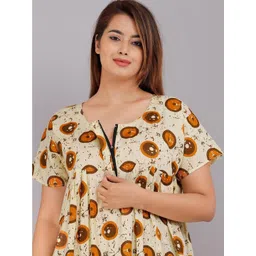 AAKARSHANA CREATION Yellow Pure Cotton Maxi Printed Nightdress image 1