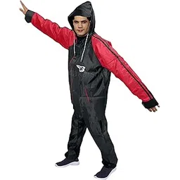 aakarshini Size XL Reversible black & red rain coat for men waterproof bike riding with - Adjustable Hood, Inner pockets, Reflector at back & Carry Pouch-picture-42