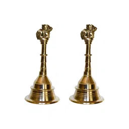 Aakrati 2 Pcs Yellow Brass Pooja Bells-picture-13