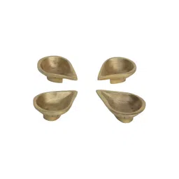 Aakrati 4 Pcs Yellow Brass Diyas image 1