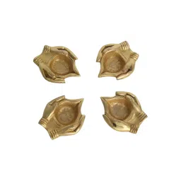 Aakrati 4 Pcs Yellow Engraved Brass Diyas-picture-11