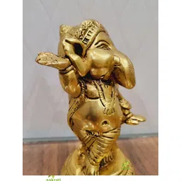 Aakrati Yellow Lord Ganesha Idol Brass Showpiece-image-10