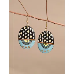 AAKRITI ART CREATIONS Brass-Plated Oval Drop Earrings-picture-21