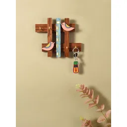 AAKRITI ART CREATIONS Brown & Blue Printed Wooden Birds OF love Key Holder-picture-18