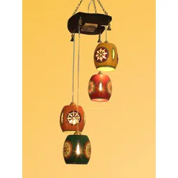 AAKRITI ART CREATIONS Brown & Red Printed Metal Ceiling Lamps-picture-40