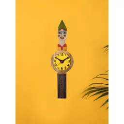 AAKRITI ART CREATIONS Brown & Yellow Printed Contemporary Wall Clock-picture-37