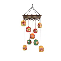 AAKRITI ART CREATIONS Brown Printed Cona-10 Chandelier With Barrel Metal Ceiling Lamps-picture-30