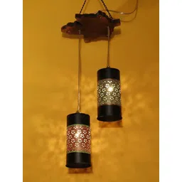 AAKRITI ART CREATIONS Brown Printed Cylinder Shaped Wooden & Metal Ceiling Lamps-picture-23