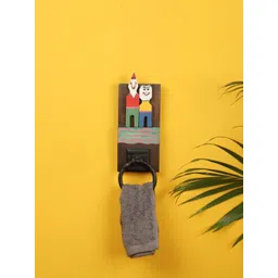 AAKRITI ART CREATIONS Brown Printed Wooden Towel Hanger-picture-26