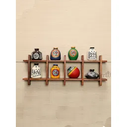 AAKRITI ART CREATIONS Brown Wooden Pocket Wall Shelf-picture-39