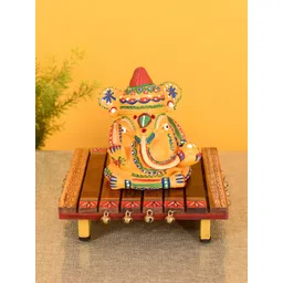 AAKRITI ART CREATIONS Brown Wooden Puja cum Bhog Chowki-picture-19