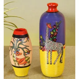aakriti art creations Deer Giraffe (Set of 2) Multicolour Terracotta Floor Vase-picture-26