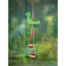 AAKRITI ART CREATIONS Green & Brown Wooden & Metal Windchime-picture-10