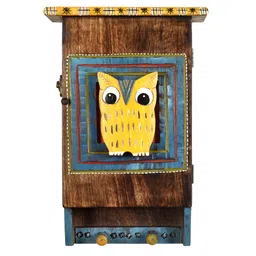 AAKRITI ART CREATIONS Hooting Owl Key Hanger with Storage Box-picture-20