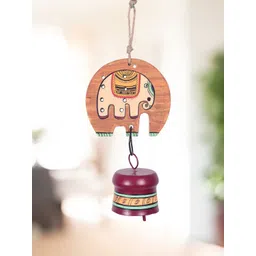 AAKRITI ART CREATIONS Red & Brown Printed Elephant Parade Windchime-picture-43