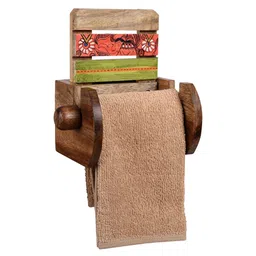 AAKRITI ART CREATIONS Towel Holder Handcrafted Wooden Tribal Art-picture-24
