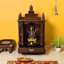 aakriti art creations Turvi Solid Wood Free Standing Prayer Unit-picture-15