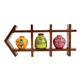 aakriti art creations Wall Decor Ladder & 3 Colored Handcrafted Madhubani Pots (13x2x6)-picture-37