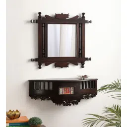aakriti art creations Walnut Teak Wood House Wall Mirror-picture-19