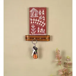 aakriti art creations Warli Melody Red Solid Wood Key Holder by Aakritit Art Creations-picture-25