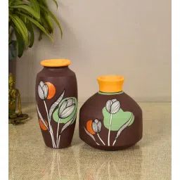 Autumn Hues Brown Terracotta (Set of 2) Vases by Aakriti Art Creations-image-39