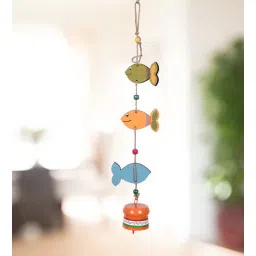 Fish Trinity Multicolour Wood & Metal Windchime by Aakriti Art Creations-image-9