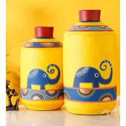 Happy Elephants (Set of 2) Floor Vase by Aakriti Art Creations-image-29