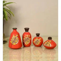 Scarlet Garden Quartet Red Terracotta (Set of 4) Vases by Aakriti Art Creations-image-31