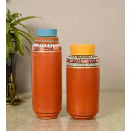 Sunset Glow Red Terracotta (Set of 2) Vases by Aakriti Art Creations-image-38